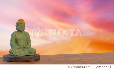 The Green stone Buddha culture for Religion concept 3d Rendering. The Green stone Buddha culture for Religion concept 3d Rendering. 129443341