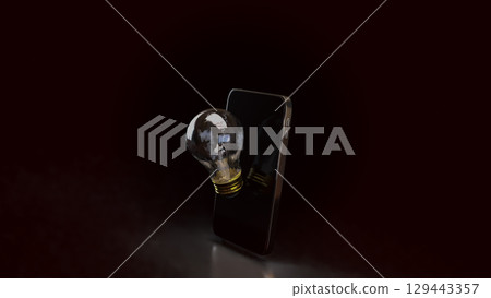 The Light bulb and mobile for idea or Business concept 3d Rendering. The Light bulb and mobile for idea or Business concept 3d Rendering. 129443357