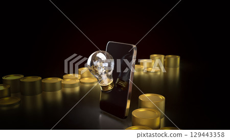 The Light bulb and mobile for idea or Business concept 3d Rendering. The Light bulb and mobile for idea or Business concept 3d Rendering. 129443358
