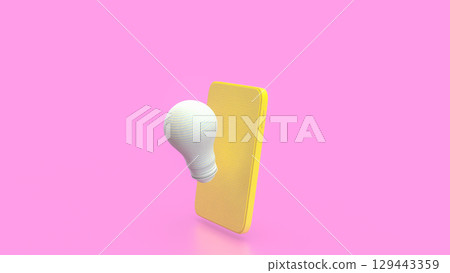 The Light bulb and mobile for idea or Business concept 3d Rendering. The Light bulb and mobile for idea or Business concept 3d Rendering. 129443359