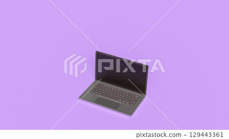 The Laptop on Purple Background for Business or Technology concept 3d Rendering. 129443361