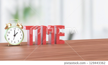 The Alarm clock and Text for Time concept 3d Rendering. 129443362
