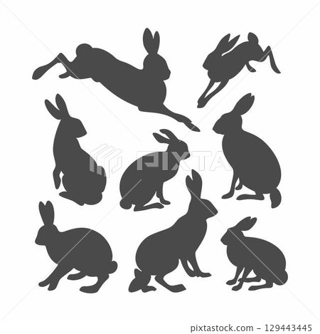 black silhouettes of rabbit 129443445