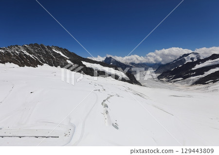 View towards the Aletsch Glacier from the Jungfraujoch Sphinx observation deck 129443809