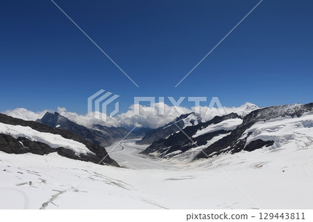 Aletsch Glacier from the Jungfraujoch Sphinx viewing platform 129443811
