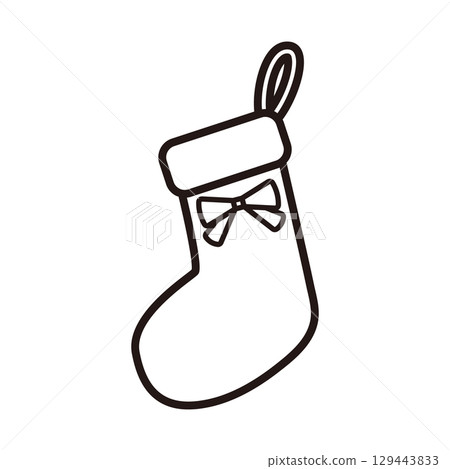 Line illustration of decorated Christmas stockings 129443833