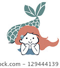 Mermaid resting her chin on her hand 129444139