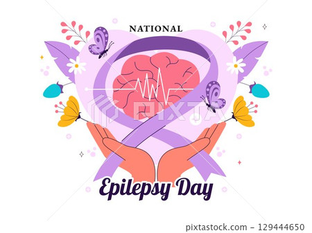 National Epilepsy Awareness Month Vector Illustration Observed Every Year in November Featuring Brain and Mental Health Awareness in a Background 129444650
