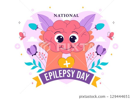 National Epilepsy Awareness Month Vector Illustration Observed Every Year in November Featuring Brain and Mental Health Awareness in a Background 129444651