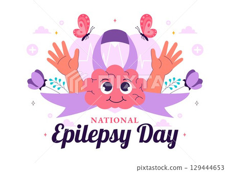National Epilepsy Awareness Month Vector Illustration Observed Every Year in November Featuring Brain and Mental Health Awareness in a Background 129444653