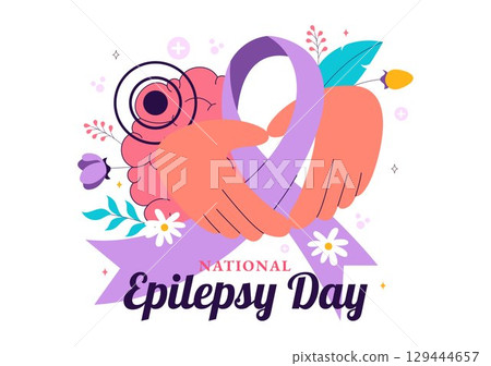 National Epilepsy Awareness Month Vector Illustration Observed Every Year in November Featuring Brain and Mental Health Awareness in a Background 129444657
