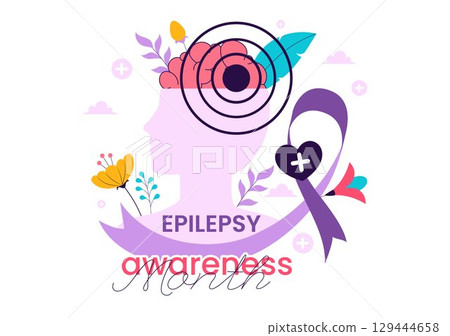 National Epilepsy Awareness Month Vector Illustration Observed Every Year in November Featuring Brain and Mental Health Awareness in a Background 129444658
