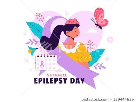 National Epilepsy Awareness Month Vector Illustration Observed Every Year in November Featuring Brain and Mental Health Awareness in a Background 129444659
