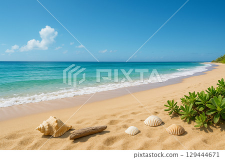 美麗的海灘在熱帶國家 129444671