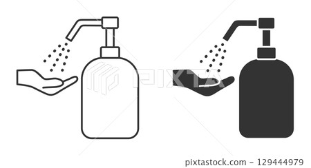 Alcohol disinfectant monochrome icon 129444979