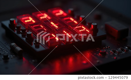 Advanced Technology Wall With Red Glowing Hex Outlines 129445079