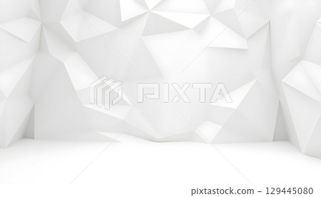Minimalist 3D Polygon Shapes On Bright Abstract Wall 129445080