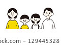 一個四口之家的簡單插圖 129445328