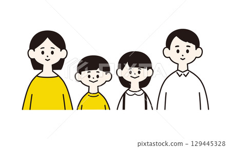 一個四口之家的簡單插圖 一個四口之家的簡單插圖 129445328