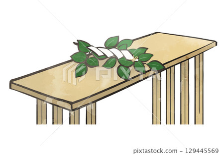 Illustration material: Tamagushi worship 4 129445569