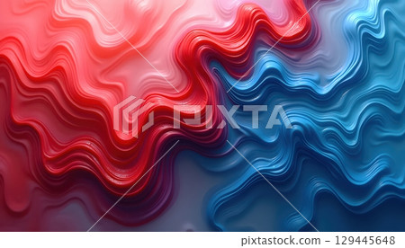 Red And Blue Smoky Paint Pattern In 3D Form 129445648