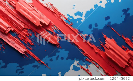 3D Painted Surface With Red And Blue Diagonal Flow 129445652