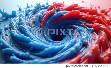 Red And Blue Whirlpool Pattern In Centered 3D Design Red And Blue Whirlpool Pattern In Centered 3D Design 129445663