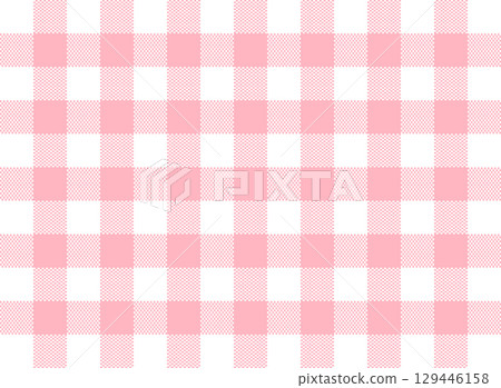 Pink and white gingham check background (4:3 ratio) Cute and refreshing pattern 129446158