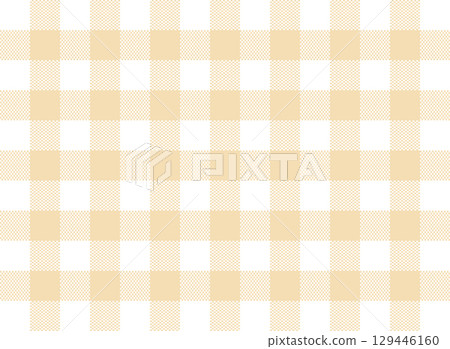 Beige and white gingham check background (4:3 ratio) A natural and easy-to-use pattern 129446160