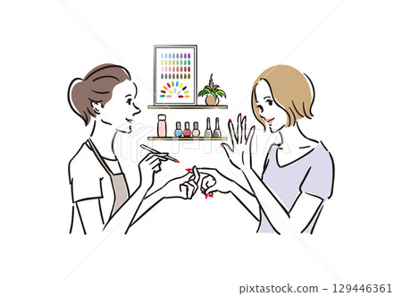 一個女人在美甲沙龍快樂地接受治療 129446361