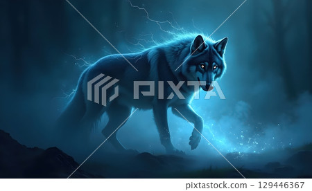 Spirit Animal Walking In A World Of Glowing Mist Spirit Animal Walking In A World Of Glowing Mist 129446367