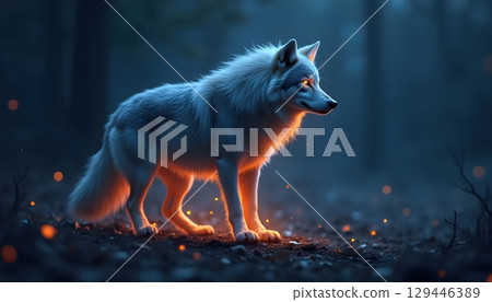 Fading Ghost Wolf Surrounded By Ethereal Twilight Glo 129446389