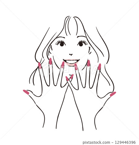 A woman showing her favorite nail design 129446396