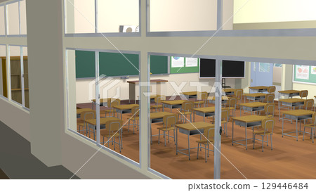 Classroom scenes that can be used as backgrounds for animations (videos available) 129446484