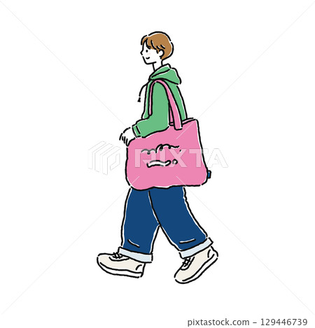 Simple and stylish person walking Simple and stylish person walking 129446739