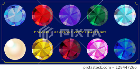 Colorful gemstone vector set: diamond, ruby, amethyst, emerald, aquamarine, pearl, topaz Colorful gemstone vector set: diamond, ruby, amethyst, emerald, aquamarine, pearl, topaz 129447266