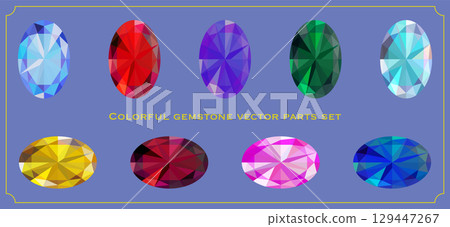 Colorful gemstone vector set: diamond, ruby, amethyst, emerald, aquamarine, topaz Colorful gemstone vector set: diamond, ruby, amethyst, emerald, aquamarine, topaz 129447267