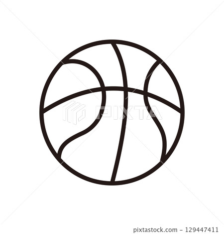 籃球線描插圖 籃球線描插圖 129447411