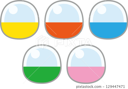 Colorful capsules lined up! A fun and pop illustration of circular objects 129447471