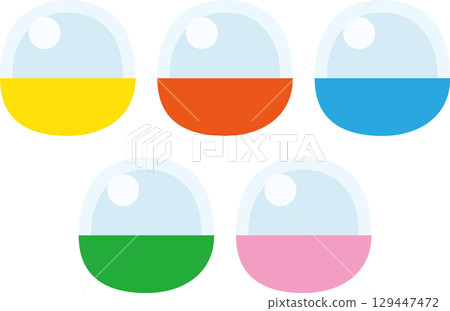 Colorful capsules lined up! A fun and pop illustration of circular objects 129447472