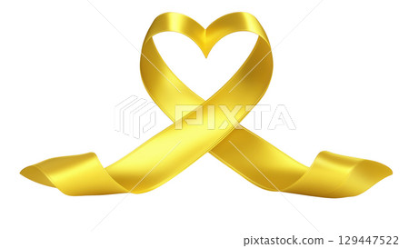 Heart-shaped yellow ribbon symbolizes unity, created with AI, PNG Heart-shaped yellow ribbon symbolizes unity, created with AI, PNG 129447522