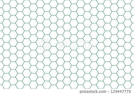 Green line honeycomb structure background (transparent background, 4:3 ratio) Geometric modern hexagonal pattern 129447778