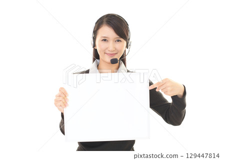 An operator with a whiteboard An operator with a whiteboard 129447814