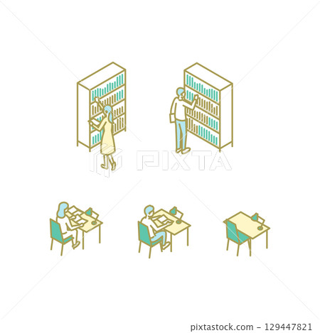 圖書館、大學生活、學習、教師插圖 圖書館、大學生活、學習、教師插圖 129447821