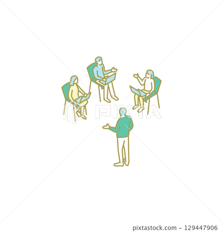 研討會、大學生活、學習、教師插畫 129447906