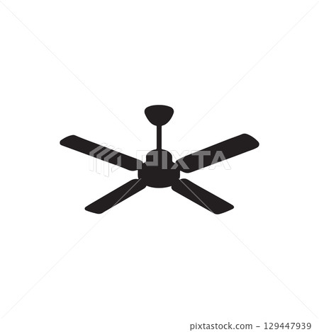 ceiling fan silhouette isolated on white background home cooling electric appliance 129447939