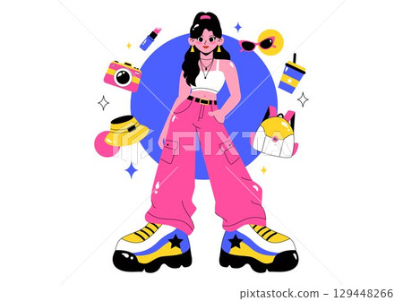 Outfit of the Day OOTD Vector Illustration featuring Clothing Choices, Accessories, Self Expression, and Style Inspiration in a Flat Background Outfit of the Day OOTD Vector Illustration featuring Clothing Choices, Accessories, Self Expression, and Style Inspiration in a Flat Background 129448266