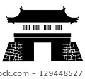 日本城堡矢倉門的黑白輪廓 129448527