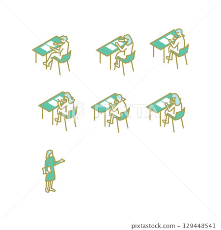 Regular exams, university life, study, illustrations for teachers Regular exams, university life, study, illustrations for teachers 129448541