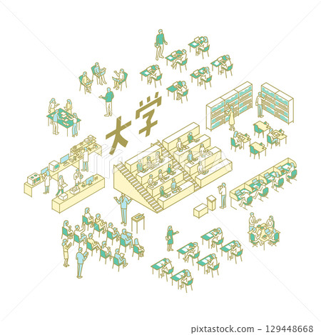 大學生活、學習、教師插畫 大學生活、學習、教師插畫 129448668